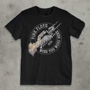 Pink Floyd Wish You Were Here 1975 Graphic T-Shirt Vintage Style Rock Band Tee